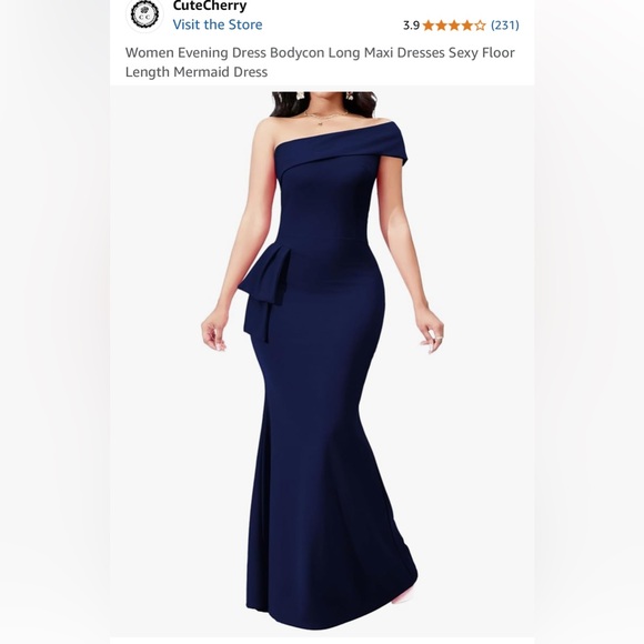 cute cherry Dresses & Skirts - Cute Cherry women’s Navy Blue Off-Shoulder Evening Dress.